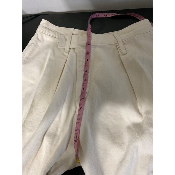 ZARA Asymmetric Waist Wide Leg Jeans Cream Size 4 - Picture 6 of 10